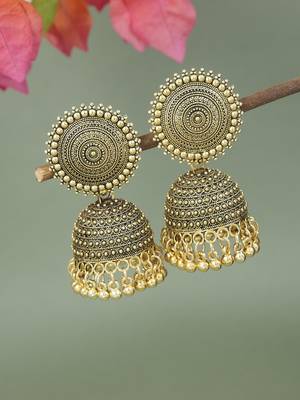 I jewels traditional fancy lightweight ethnic jhumka earrings combo for women 2
