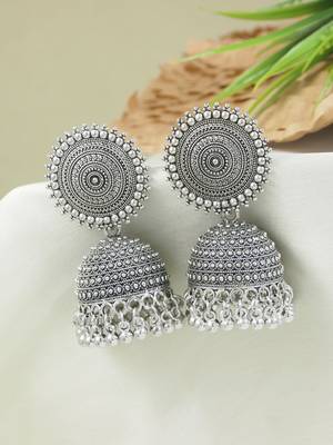 I jewels traditional fancy lightweight ethnic jhumka earrings combo for women 3