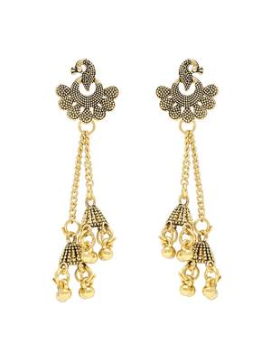 I jewels traditional lightweight peacock design ghungroo earrings combo 3