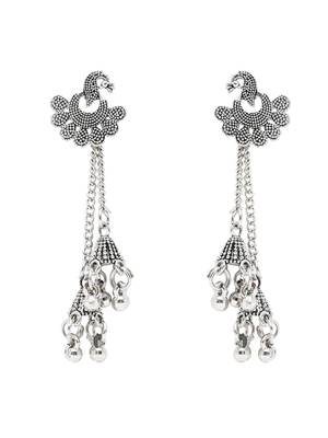 I jewels traditional lightweight peacock design ghungroo earrings combo 4
