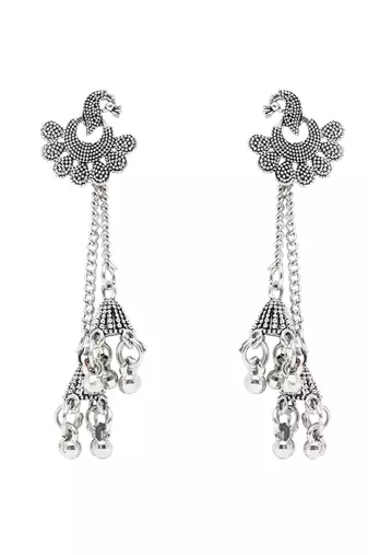 I jewels traditional lightweight peacock design ghungroo earrings combo