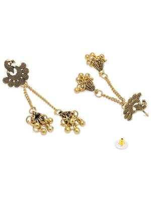 I jewels traditional lightweight peacock design ghungroo earrings combo 5
