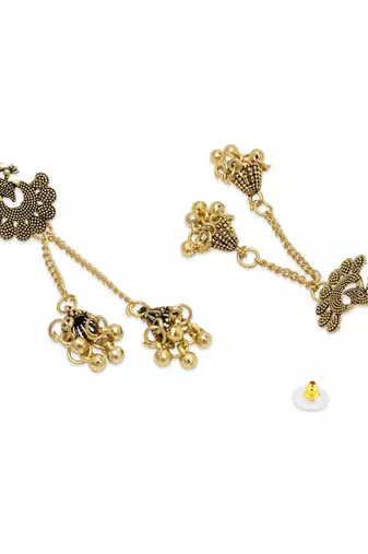 I jewels traditional lightweight peacock design ghungroo earrings combo