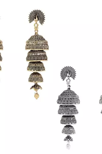 I jewels traditional fancy lightweight ethnic jhumka earrings combo for women