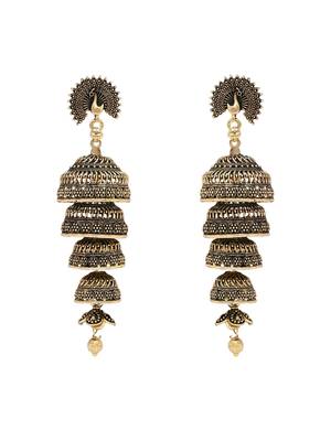 I jewels traditional fancy lightweight ethnic jhumka earrings combo for women 3