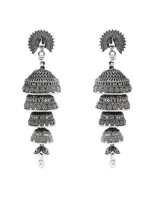 I jewels traditional fancy lightweight ethnic jhumka earrings combo for women 4