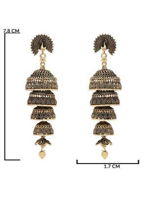I jewels traditional fancy lightweight ethnic jhumka earrings combo for women 5