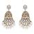I jewels gold plated traditional handcrafted kundan & pearl dangle jhumka earrings for women