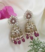 I jewels gold plated traditional handcrafted kundan & pearl jhumka earrings for women