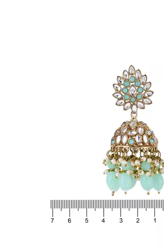 I jewels gold plated traditional handcrafted kundan & pearl jhumka earrings for women
