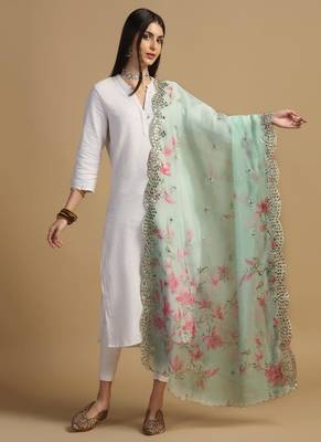 Digital print orgenza sequnce work dupatta for women and girls to wear on gown chaniya choli kurti etc 1