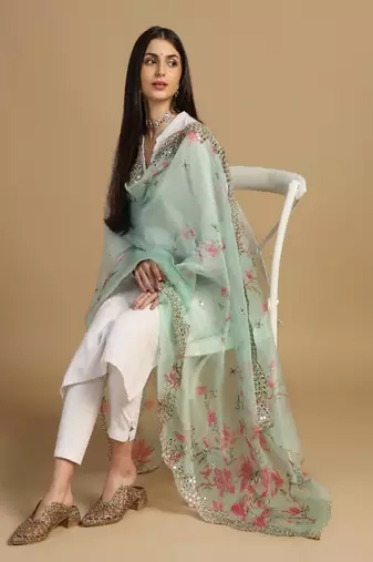 Digital print orgenza sequnce work dupatta for women and girls to wear on gown chaniya choli kurti etc