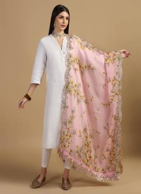 Digital print orgenza sequnce work dupatta for women and girls to wear on gown chaniya choli kurti etc 1