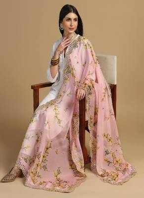 Digital print orgenza sequnce work dupatta for women and girls to wear on gown chaniya choli kurti etc 3