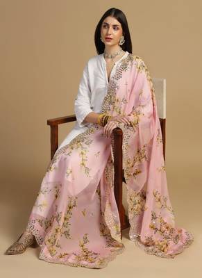 Digital print orgenza sequnce work dupatta for women and girls to wear on gown chaniya choli kurti etc 4