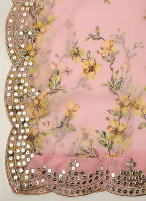 Digital print orgenza sequnce work dupatta for women and girls to wear on gown chaniya choli kurti etc 5