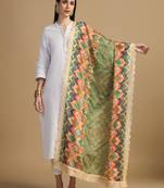 Digital floral motif print chinon silk embroadery sequnce work traditional dupatta wear on kurti for women and girls