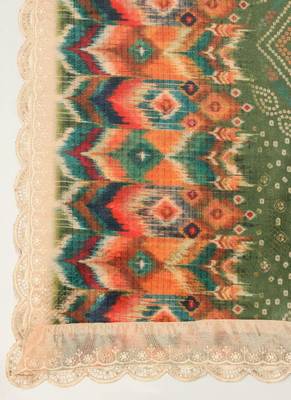 Digital floral motif print chinon silk embroadery sequnce work traditional dupatta wear on kurti for women and girls 3