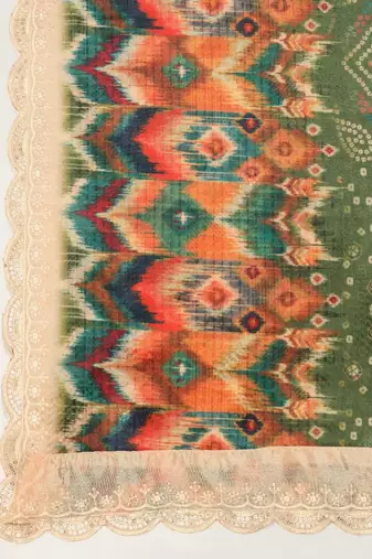 Digital floral motif print chinon silk embroadery sequnce work traditional dupatta wear on kurti for women and girls