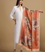 Digital floral motif print chinon silk embroadery sequnce work traditional dupatta wear on kurti for women and girls