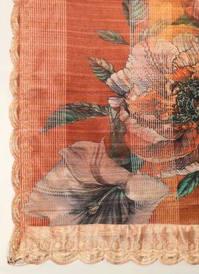 Digital floral motif print chinon silk embroadery sequnce work traditional dupatta wear on kurti for women and girls 4