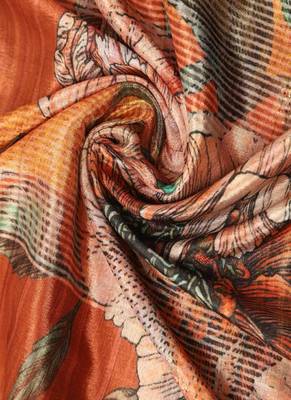 Digital floral motif print chinon silk embroadery sequnce work traditional dupatta wear on kurti for women and girls 5