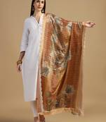 Digital floral motif print chinon silk embroadery sequnce work traditional dupatta wear on kurti for women and girls