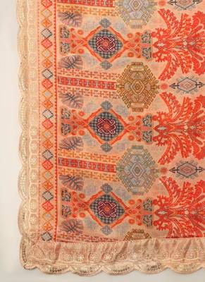 Digital floral motif print chinon silk embroadery sequnce work traditional dupatta wear on kurti for women and girls 3