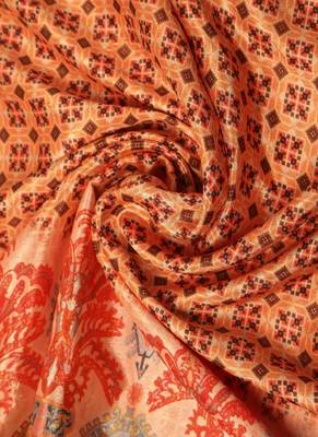 Digital floral motif print chinon silk embroadery sequnce work traditional dupatta wear on kurti for women and girls 4