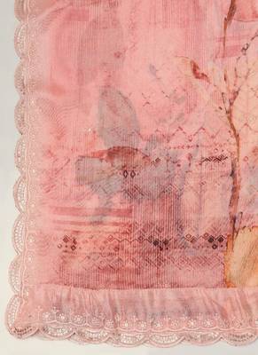 Digital floral motif print chinon silk embroadery sequnce work traditional dupatta wear on kurti for women and girls 4