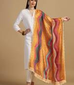 Digital floral motif print chinon silk embroadery sequnce work traditional dupatta wear on kurti for women and girls