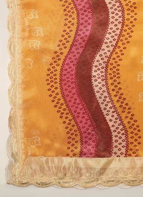Digital floral motif print chinon silk embroadery sequnce work traditional dupatta wear on kurti for women and girls 3