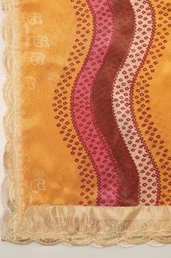 Digital floral motif print chinon silk embroadery sequnce work traditional dupatta wear on kurti for women and girls
