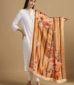 Digital floral motif print chinon silk embroadery sequnce work traditional dupatta wear on kurti for women and girls