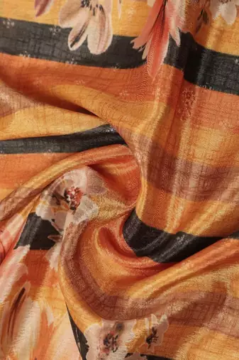 Digital floral motif print chinon silk embroadery sequnce work traditional dupatta wear on kurti for women and girls