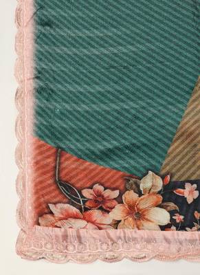 Digital floral motif print chinon silk embroadery sequnce work traditional dupatta wear on kurti for women and girls 4