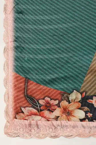 Digital floral motif print chinon silk embroadery sequnce work traditional dupatta wear on kurti for women and girls