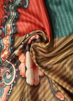 Digital floral motif print chinon silk embroadery sequnce work traditional dupatta wear on kurti for women and girls 5