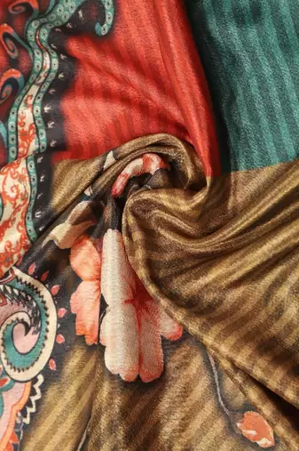 Digital floral motif print chinon silk embroadery sequnce work traditional dupatta wear on kurti for women and girls
