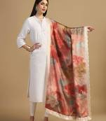 Digital floral motif print chinon silk embroadery sequnce work traditional dupatta wear on kurti for women and girls