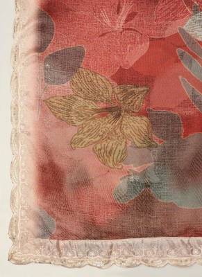Digital floral motif print chinon silk embroadery sequnce work traditional dupatta wear on kurti for women and girls 4