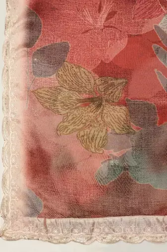 Digital floral motif print chinon silk embroadery sequnce work traditional dupatta wear on kurti for women and girls