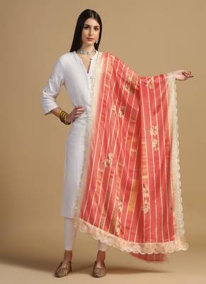 Digital floral motif print chinon silk embroadery sequnce work traditional dupatta wear on kurti for women and girls 1