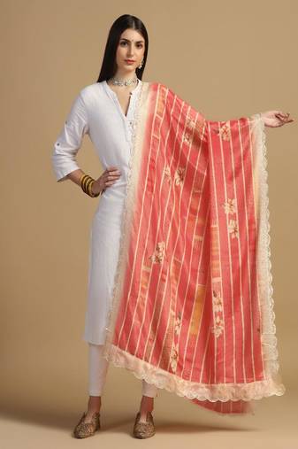 Digital floral motif print chinon silk embroadery sequnce work traditional dupatta wear on kurti for women and girls