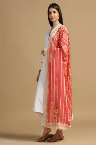 Digital floral motif print chinon silk embroadery sequnce work traditional dupatta wear on kurti for women and girls