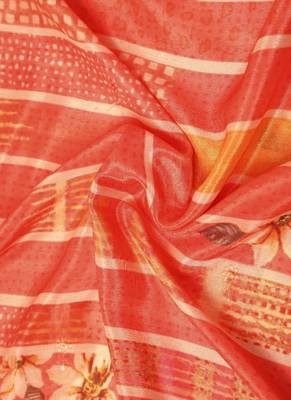 Digital floral motif print chinon silk embroadery sequnce work traditional dupatta wear on kurti for women and girls 4