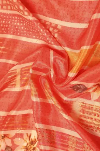 Digital floral motif print chinon silk embroadery sequnce work traditional dupatta wear on kurti for women and girls