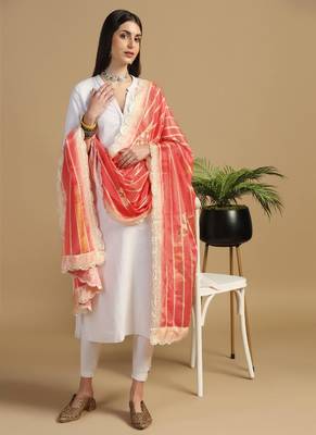 Digital floral motif print chinon silk embroadery sequnce work traditional dupatta wear on kurti for women and girls 5