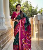 Green Ikat Weaving Art Silk Saree