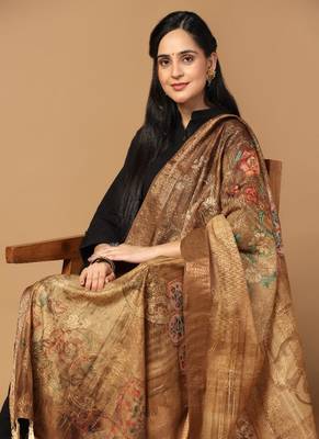 Digital Ethnic Motif Print Chanderi Cotton Zari Embroadery Work Regular Dupatta Wear on Kurti For Women and Girls 1